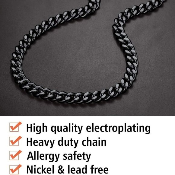 Chunky Cuban Link Necklace for Men - 18K Gold Plated Stainless Steel 14''-30'' - Picture 4 of 9